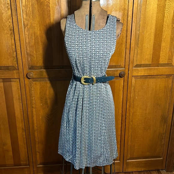 Elegant gray and black monogram design midi dress (Dress only—belt separate) - Picture 1 of 9